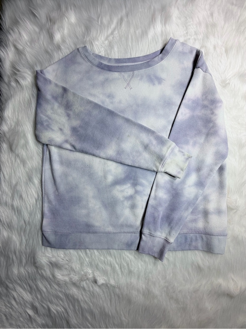 Splendid Gray Waffle Knit Tie Dye Pullover Sweatshirt Small - Picture 8 of 14